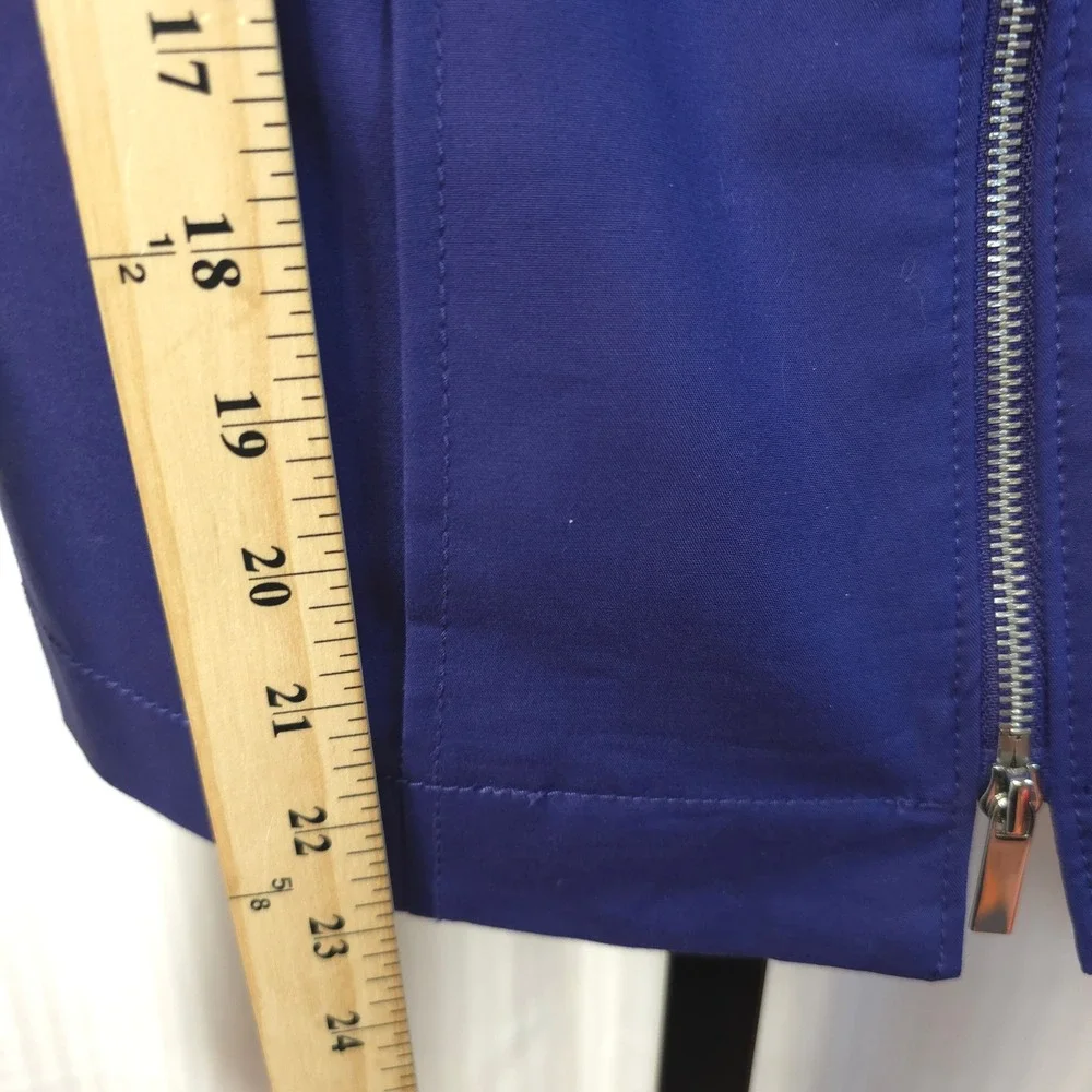 Worth New York Blue Zip Front Jacket Pencil Skirt Set Womens 4 Career Structured